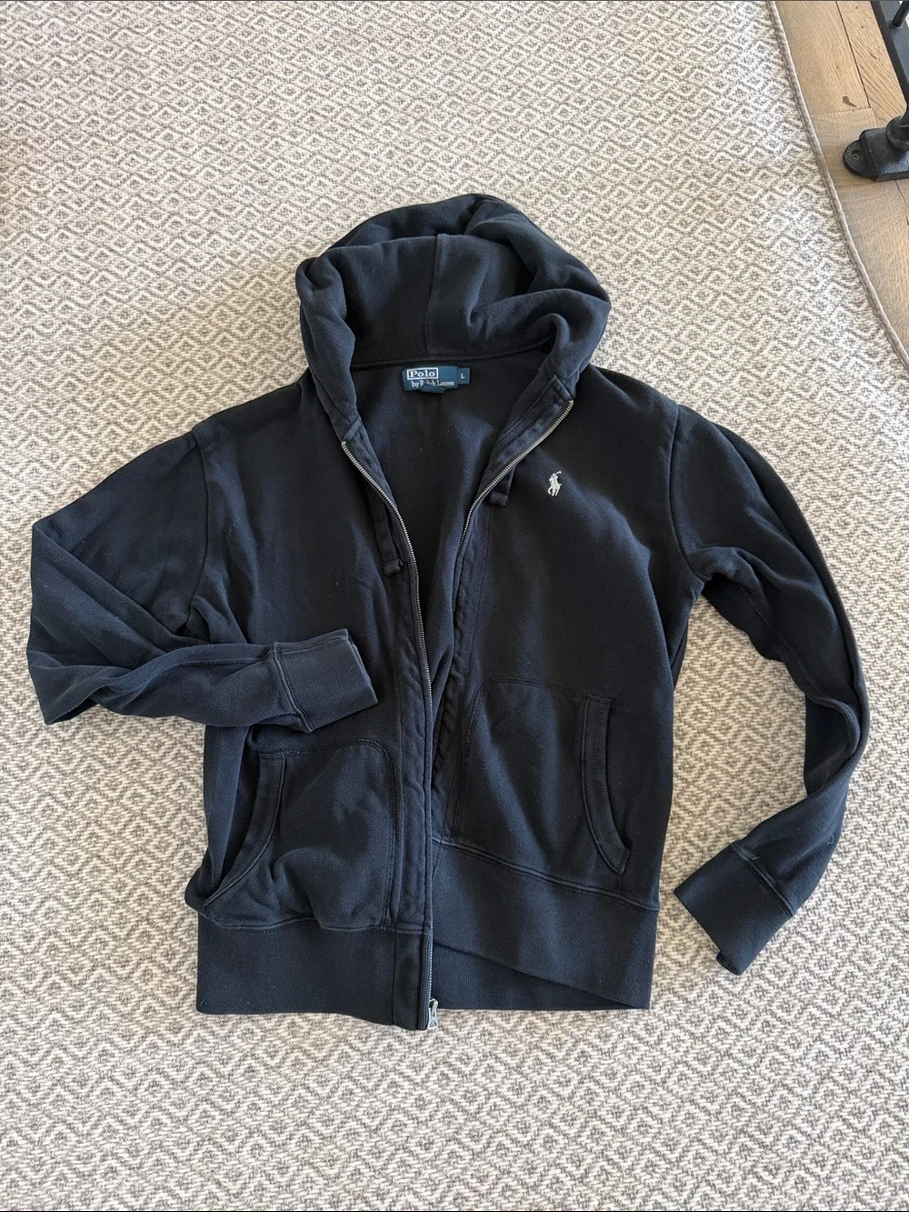 Ralph Lauren Kids Black Hooded Zip Sweatshirt Jacket